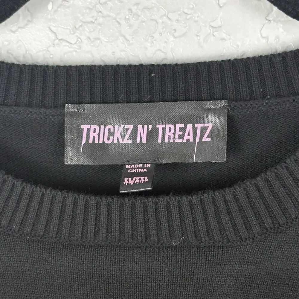 NWOT Dolls Kill Trickz N' Treatz Halloween Sweater Pumpkin Bear Oversized XXL - Picture 4 of 5